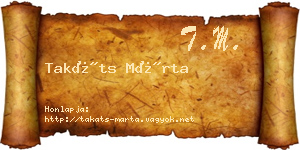 Takáts Márta névjegykártya